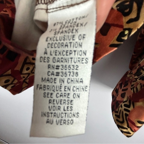 Attitude Artsy Aztec Button Front Embellished Jacket Large Petite Brown Orange - Picture 10 of 12